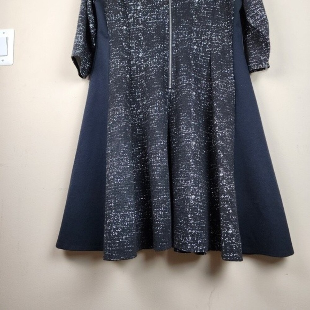 Lane Bryant Midi Dress Black & White Fit Flare With Pockets Zip Closure 18/20 - Picture 13 of 16